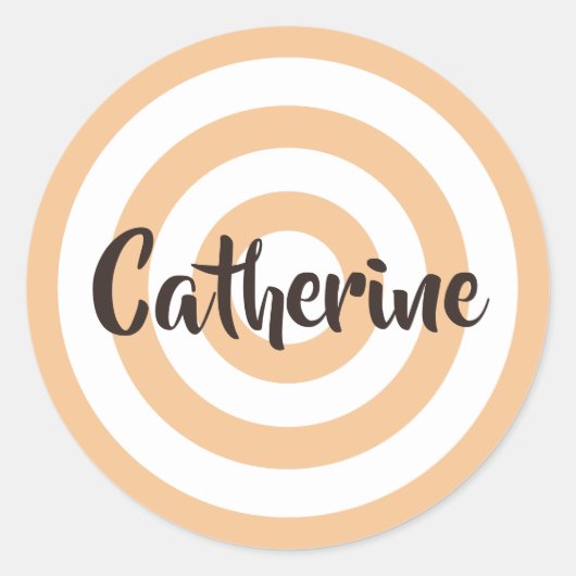 Sticker Rond Poche et cercles blancs Nom Brown foncé (Devant)
