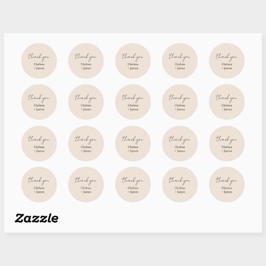 Sticker Rond Poche | Mariage de Merci de script simple chic (Feuille)