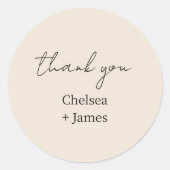 Sticker Rond Poche | Mariage de Merci de script simple chic (Devant)