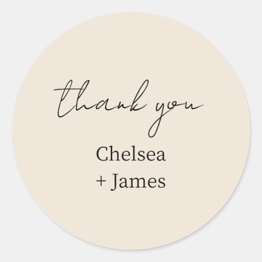 Sticker Rond Poche | Mariage de Merci de script simple chic (Devant)