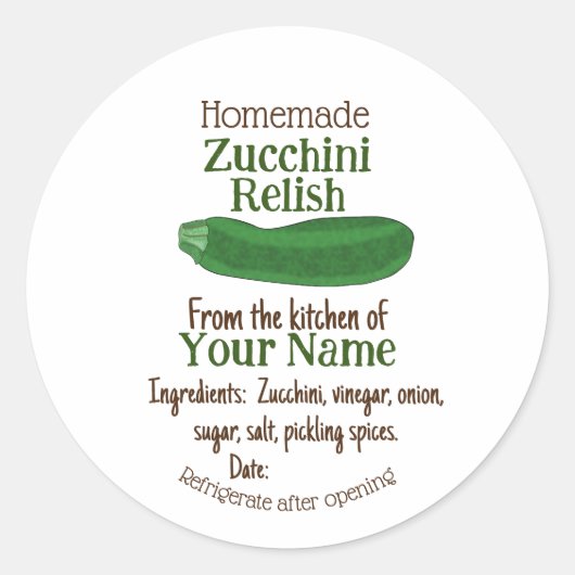 Sticker Rond Pochettes de courgettes maison ou caramel de mason (Devant)