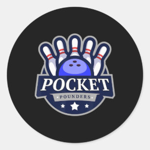 Sticker Rond Pocket Pounders Team Bowling Hommes Et Femmes