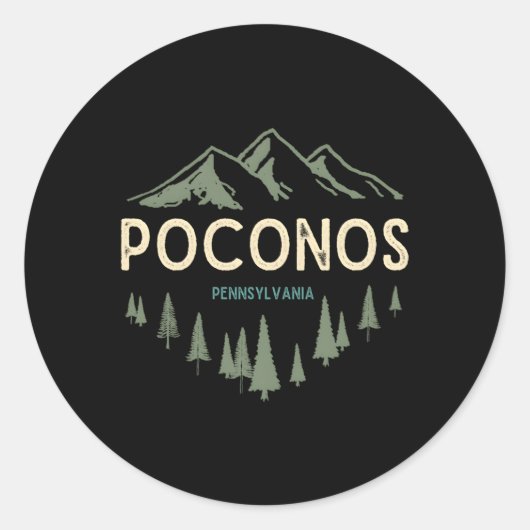 Sticker Rond Pocono Mountains Poconos Pennsylvanie (Devant)
