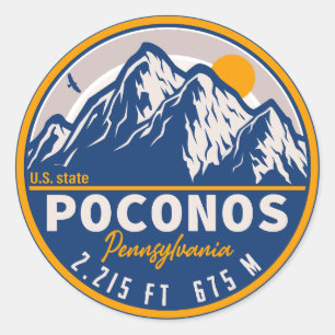 Sticker Rond Poconos Mountains Pennsylvanie Randonnée coucher d