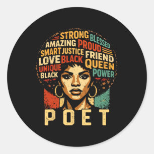 Sticker Rond Poète Mois de l'histoire des Noirs Art fière de la