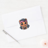 Sticker Rond Poids de levage de chats mignons (Enveloppe)