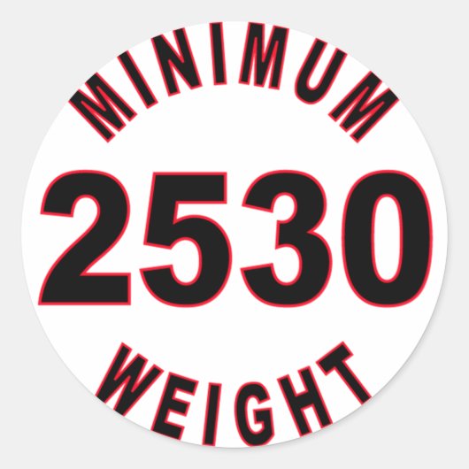 Sticker Rond Poids minimum 2530 ronde (Devant)