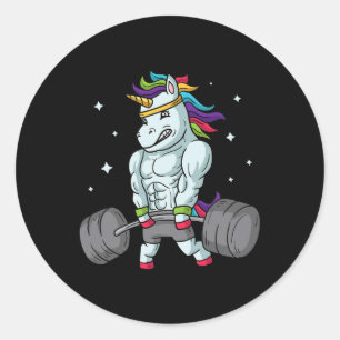 Sticker Rond Poids Unicorn - Funny Deadlift Et Gym Gif