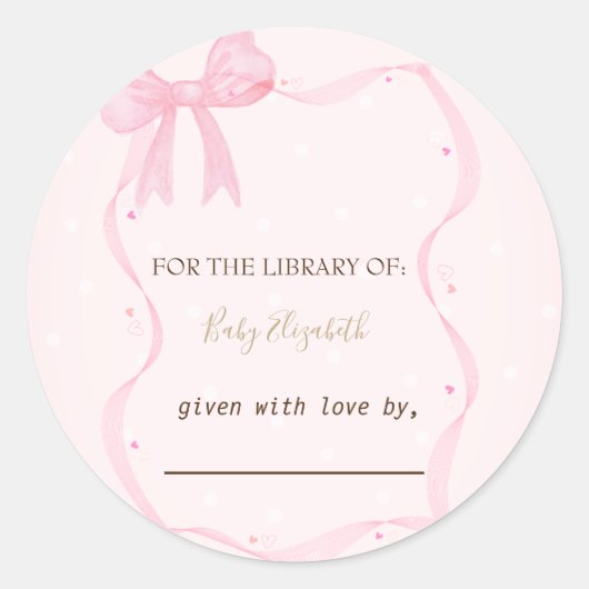 Sticker Rond Poignée à la main Bow Elegant Frame Dots (Devant)