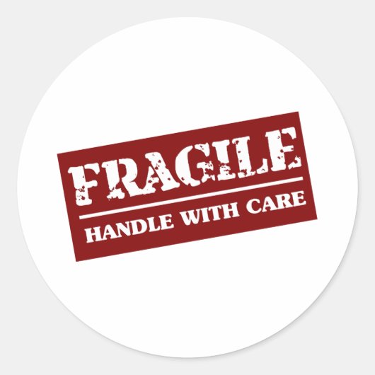 Sticker Rond Poignée fragile avec article de soins (Devant)
