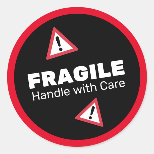Sticker Rond Poignée fragile avec soin (Devant)