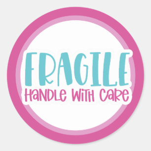 Sticker Rond Poignée fragile avec soin