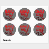 Sticker Rond poignée fragile avec soin (Feuille)