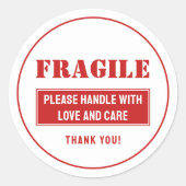 Sticker Rond Poignée fragile avec soin Mailing et emballage (Devant)