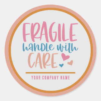 Sticker Rond Poignée Fragile Avec Soin Personnalisé