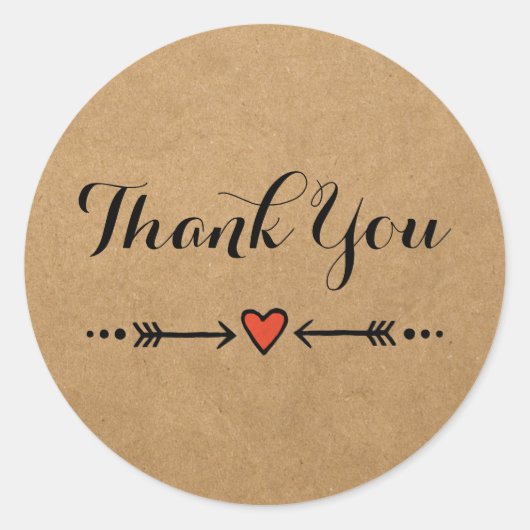 Sticker Rond Poignées et flèches roses Merci rustique (Devant)