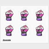 Sticker Rond Poing de fierté genderfluid (Feuille)
