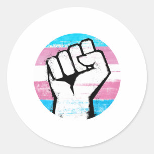 Sticker Rond Poing de Fierté Trans Imprimé Cercle