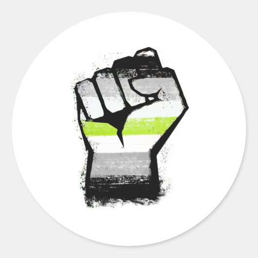 Sticker Rond Poing de protestation agender (Devant)