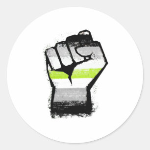 Sticker Rond Poing de protestation agender