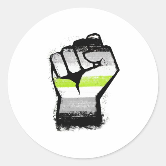 Sticker Rond Poing de protestation agender (Devant)