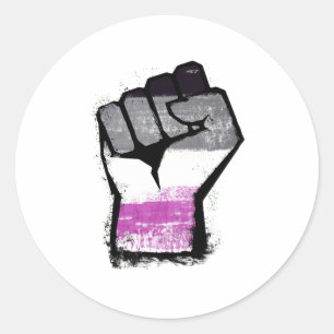 Sticker Rond Poing de protestation asexué