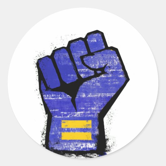Sticker Rond Poing de protestation bleu (Devant)