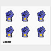Sticker Rond Poing de protestation bleu (Feuille)
