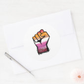 Sticker Rond Poing de protestation lesbienne (Enveloppe)