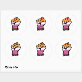 Sticker Rond Poing de protestation lesbienne (Feuille)