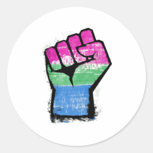 Sticker Rond Poing de protestation polysexuelle
