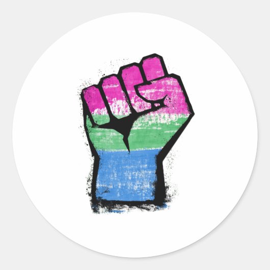 Sticker Rond Poing de protestation polysexuelle (Devant)