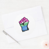 Sticker Rond Poing de protestation polysexuelle (Enveloppe)