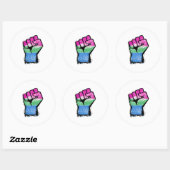 Sticker Rond Poing de protestation polysexuelle (Feuille)