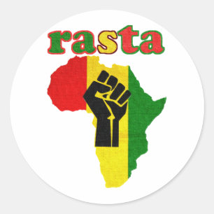 Sticker Rond Poing de puissance noire de Rasta au-dessus de