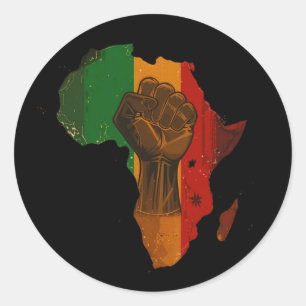 Sticker Rond Poing levé panafricain et contour de l'Afrique