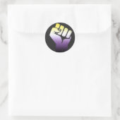 Sticker Rond Poing non binaire (Sac)