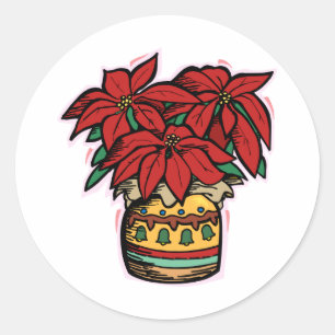 Sticker Rond Poinsettia