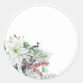 Sticker Rond Poinsettia blanc Pot Mason fait maison (Devant)