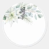 Sticker Rond Poinsettia blanc Pot Mason fait maison (Devant)