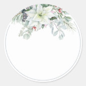 Sticker Rond Poinsettia blanche pot Mason maison vide (Devant)