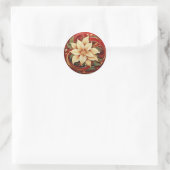 Sticker Rond Poinsettia Crème Élégant (Sac)