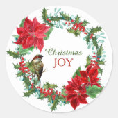 Sticker Rond Poinsettia Holly Berry (Devant)