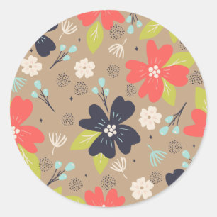 Sticker Rond Poinsettia Rouge Blanc Marine