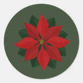 Sticker Rond Poinsettia simple sur vert (Devant)