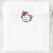 Sticker Rond Poinsettia Wreath Feuilles & Berries Monogramme (Sac)