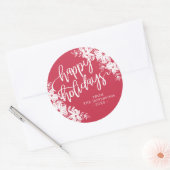 Sticker Rond Poinsettias - Joyeuses Vacances - Cadeau (Enveloppe)