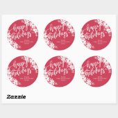 Sticker Rond Poinsettias - Joyeuses Vacances - Cadeau (Feuille)
