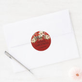 Sticker Rond Poinsettias Joyeux Noël (Enveloppe)