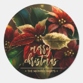 Sticker Rond Poinsettias Noël (Devant)